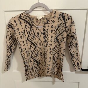 Urban Outfitters HWR Patterned V-Neck Sweater Beige Black XS